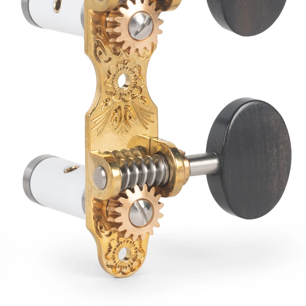 Sloane Classical Guitar Tuners With Ebony Knobs And Flower Baseplates - StewMac 8 Sloane Classical Guitar Tuners With Ebony Knobs And Flower Baseplates - StewMac - Image 6