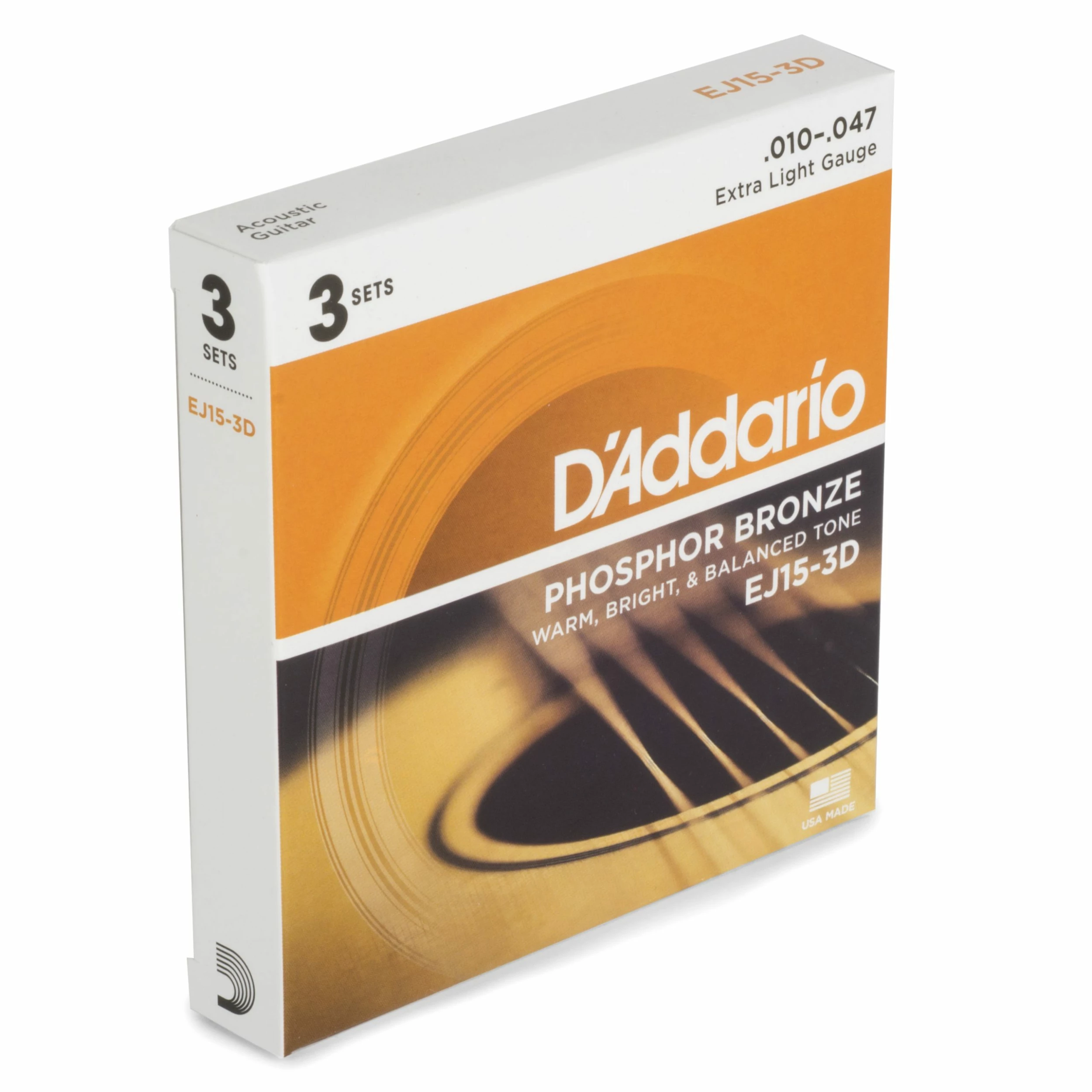 D'Addario Phosphor Bronze Wound Acoustic Guitar Strings, 3-pack - StewMac 3 D'Addario Phosphor Bronze Wound Acoustic Guitar Strings, 3-pack - StewMac