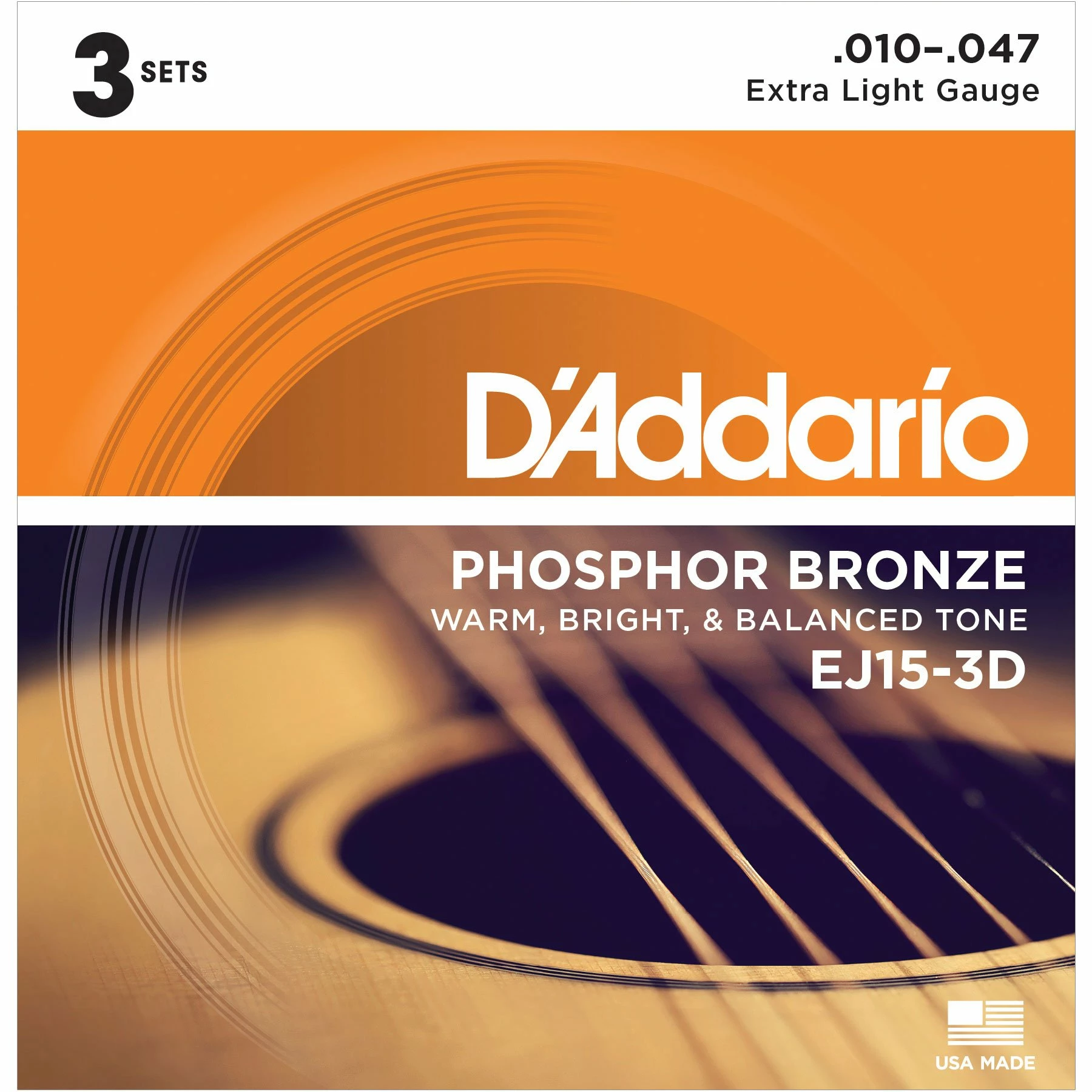 D'Addario Phosphor Bronze Wound Acoustic Guitar Strings, 3-pack - StewMac 4 D'Addario Phosphor Bronze Wound Acoustic Guitar Strings, 3-pack - StewMac - Image 2