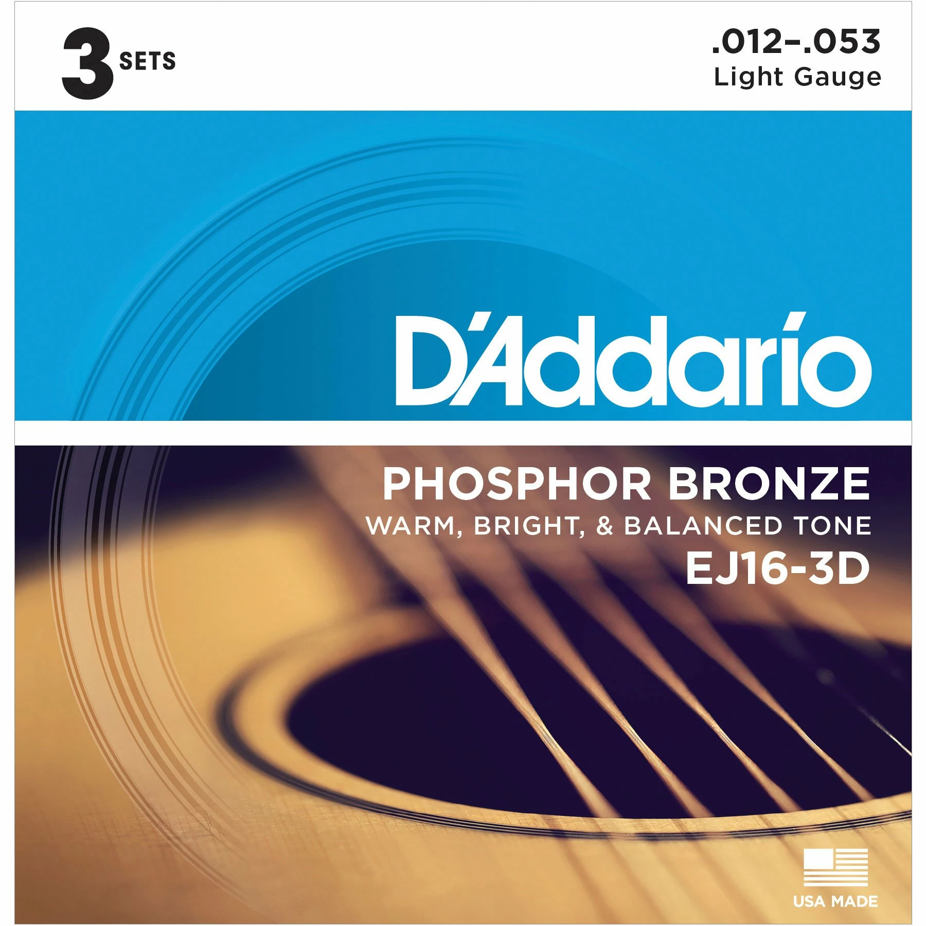 D'Addario Phosphor Bronze Wound Acoustic Guitar Strings, 3-pack - StewMac 5 D'Addario Phosphor Bronze Wound Acoustic Guitar Strings, 3-pack - StewMac - Image 3