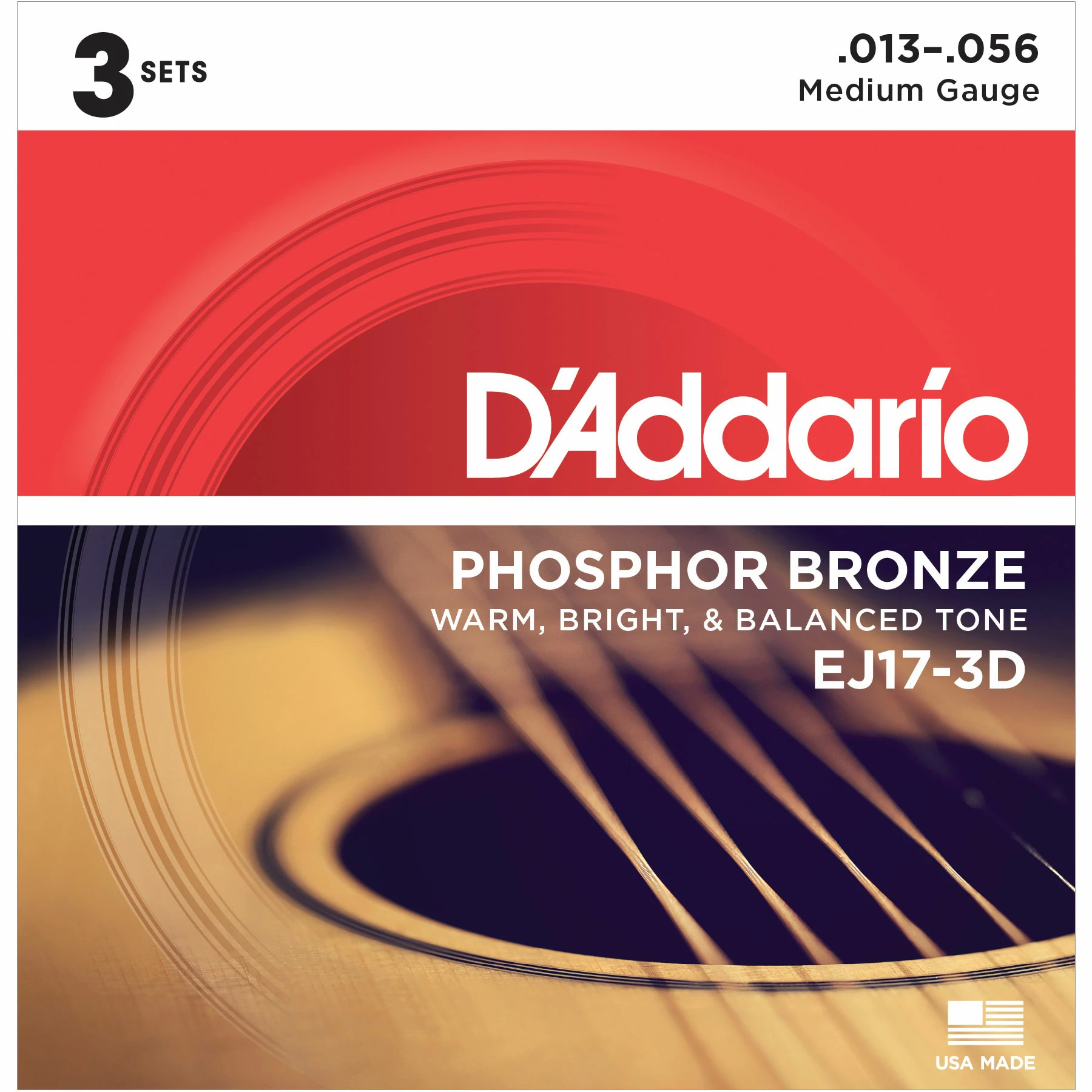 D'Addario Phosphor Bronze Wound Acoustic Guitar Strings, 3-pack - StewMac 6 D'Addario Phosphor Bronze Wound Acoustic Guitar Strings, 3-pack - StewMac - Image 4