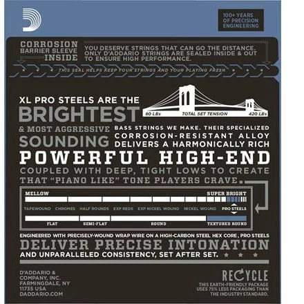 D'Addario Pro Steel 5-String Bass Strings - StewMac 4 D'Addario Pro Steel 5-String Bass Strings - StewMac - Image 2
