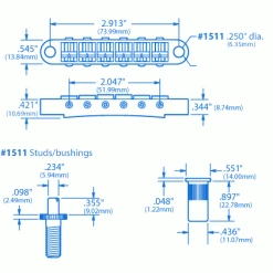 Gotoh Tune-o-matic Bridge With Studs/Bushings - StewMac -StewMac Shop 1511 1spec