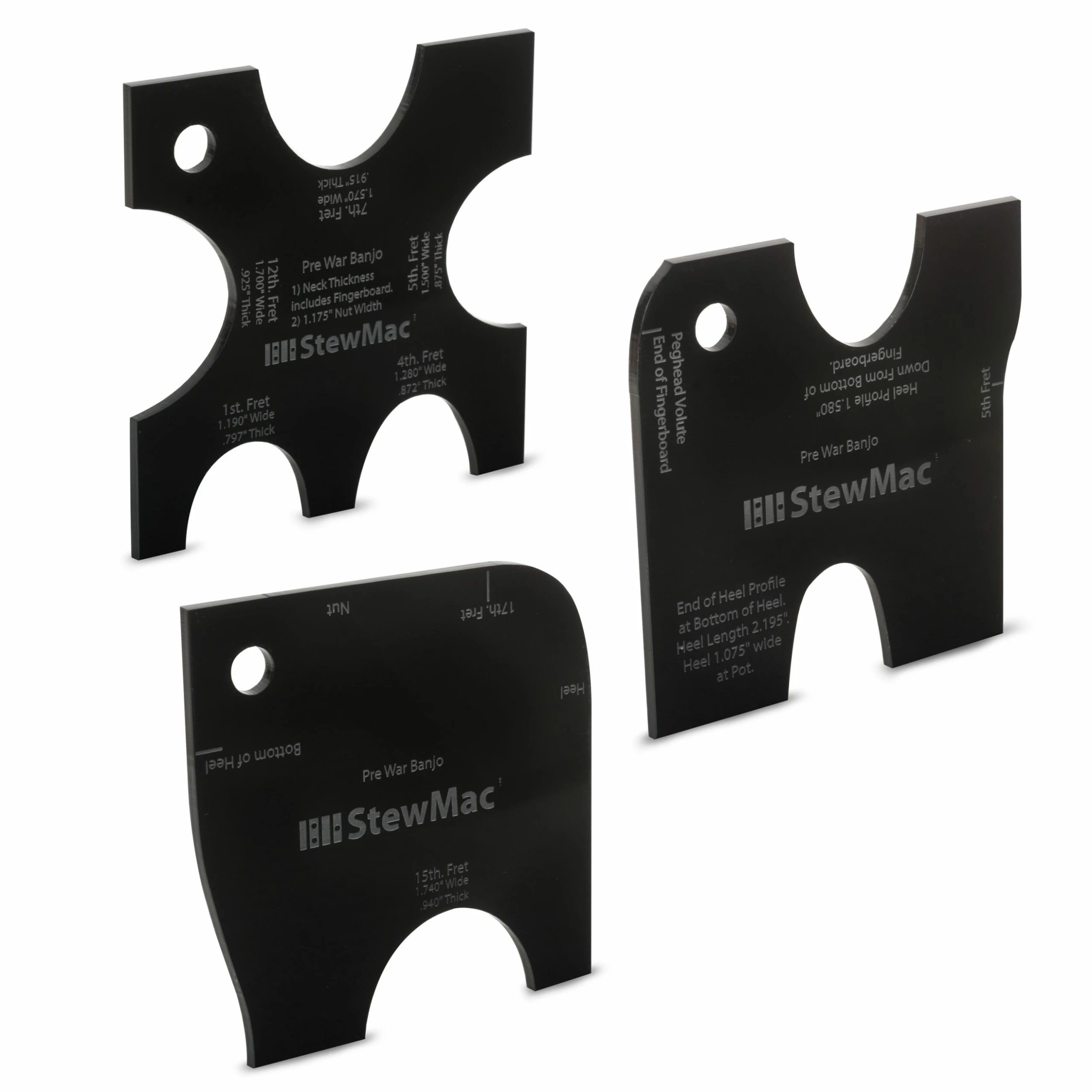 Neck Shaping Templates For Banjo - StewMac 3 Neck Shaping Templates For Banjo - StewMac