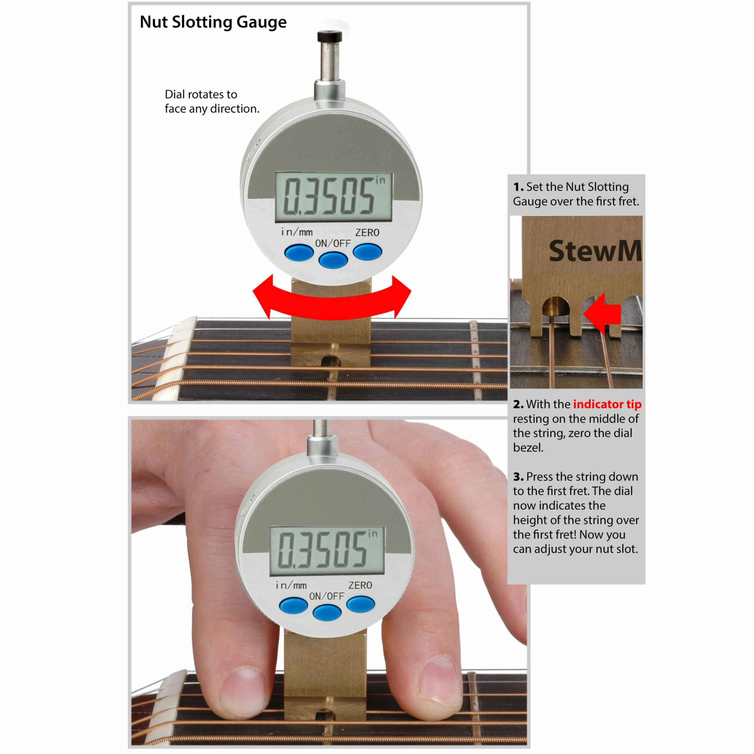 Neck Relief Gauge And Nut Slotting Gauge Set - StewMac 4 Neck Relief Gauge And Nut Slotting Gauge Set - StewMac - Image 2