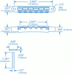 ABR-1 Tune-o-matic Bridge - StewMac -StewMac Shop 4566 1spec