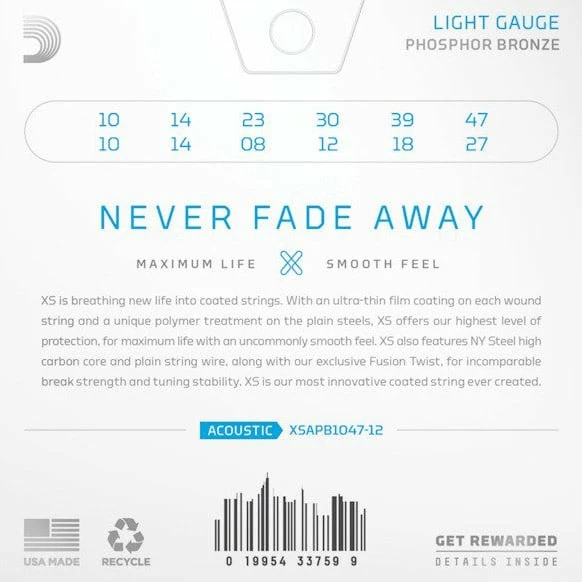 D'Addario XS Phosphor Bronze 12-string Acoustic Guitar Strings - StewMac 4 D'Addario XS Phosphor Bronze 12-string Acoustic Guitar Strings - StewMac - Image 2