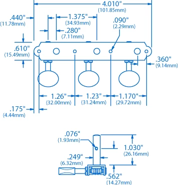 Waverly 3-On-Plate Guitar Tuners With Mother Of Pearl Knobs For Slotted Pegheads - StewMac 4 Waverly 3-On-Plate Guitar Tuners With Mother Of Pearl Knobs For Slotted Pegheads - StewMac - Image 2